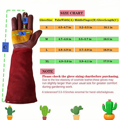 Cow Leather Adjustable Thorn Proof Gardening Gloves