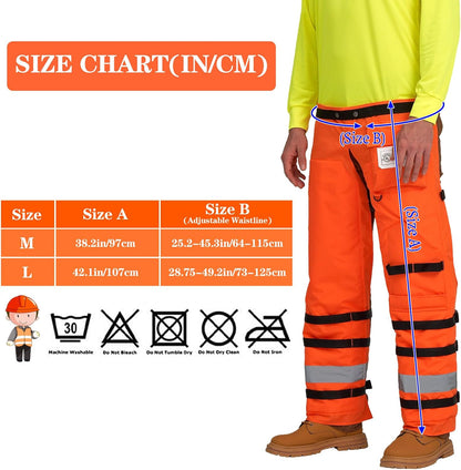 AYKRM Chainsaw Chaps 8-layer Protective Apron Wrap Adjustable orange Chainsaw Pants/Chap for Loggers Forest Workers