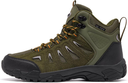SHULOOK Men's Waterproof Hiking Boots Non-Slip Lightweight Mid Top Ankle Boot Breathable Hiker Trekking Shoes