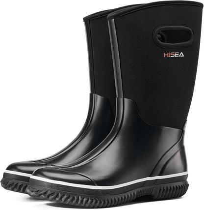 HISEA Women's Mud Rain Boots, Waterproof Insulated Rubber Garden Shoes
