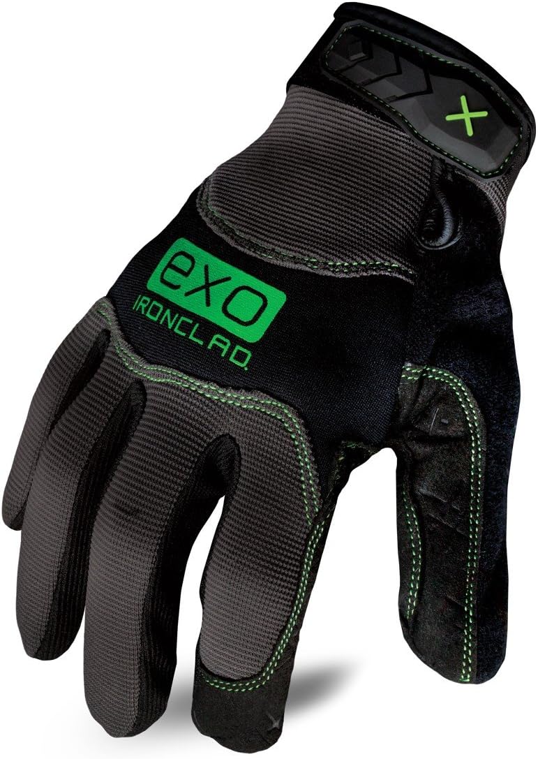 Ironclad EXO Pro Water Resistant; Work Gloves, (1 Pair), EXO2-MWR-04-L, Black/Grey