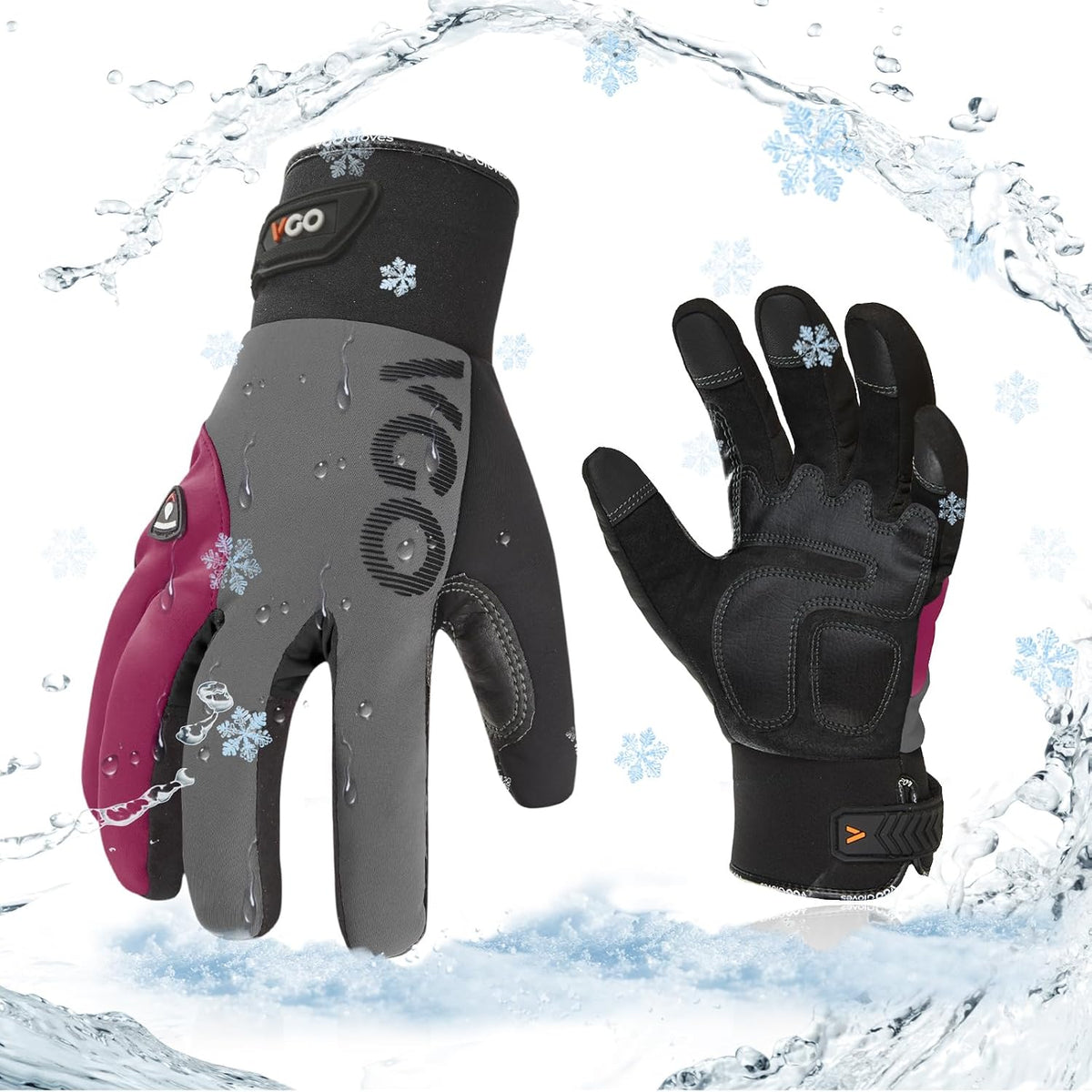 Vgo...-4°F Women's Coldproof&Waterproof Winter Gloves(SL8777FW)