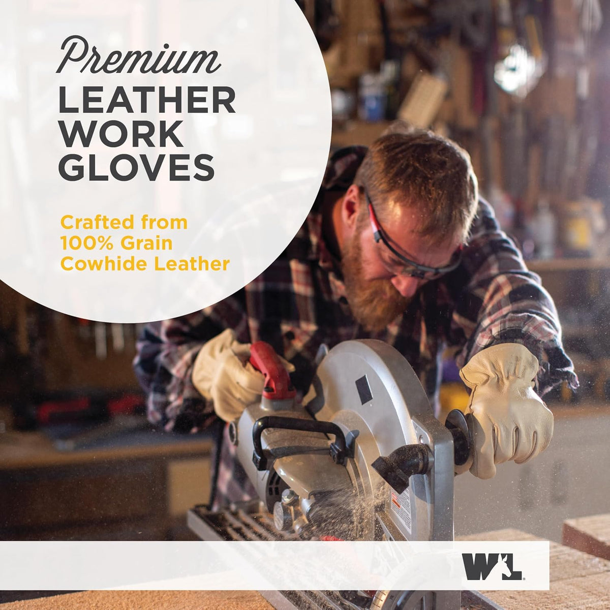 Wells Lamont Men's Work Gloves, Cowhide Leather, Reinforced Palm, Large