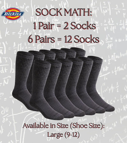 Dickies Men's Dri-Tech Moisture Control Boot-Length Socks, Available in L-XL (6, 12 Pairs)