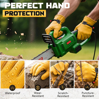 Cowhide Work Gloves Men & Women, Reinforced Palm, Puncture Resistanta