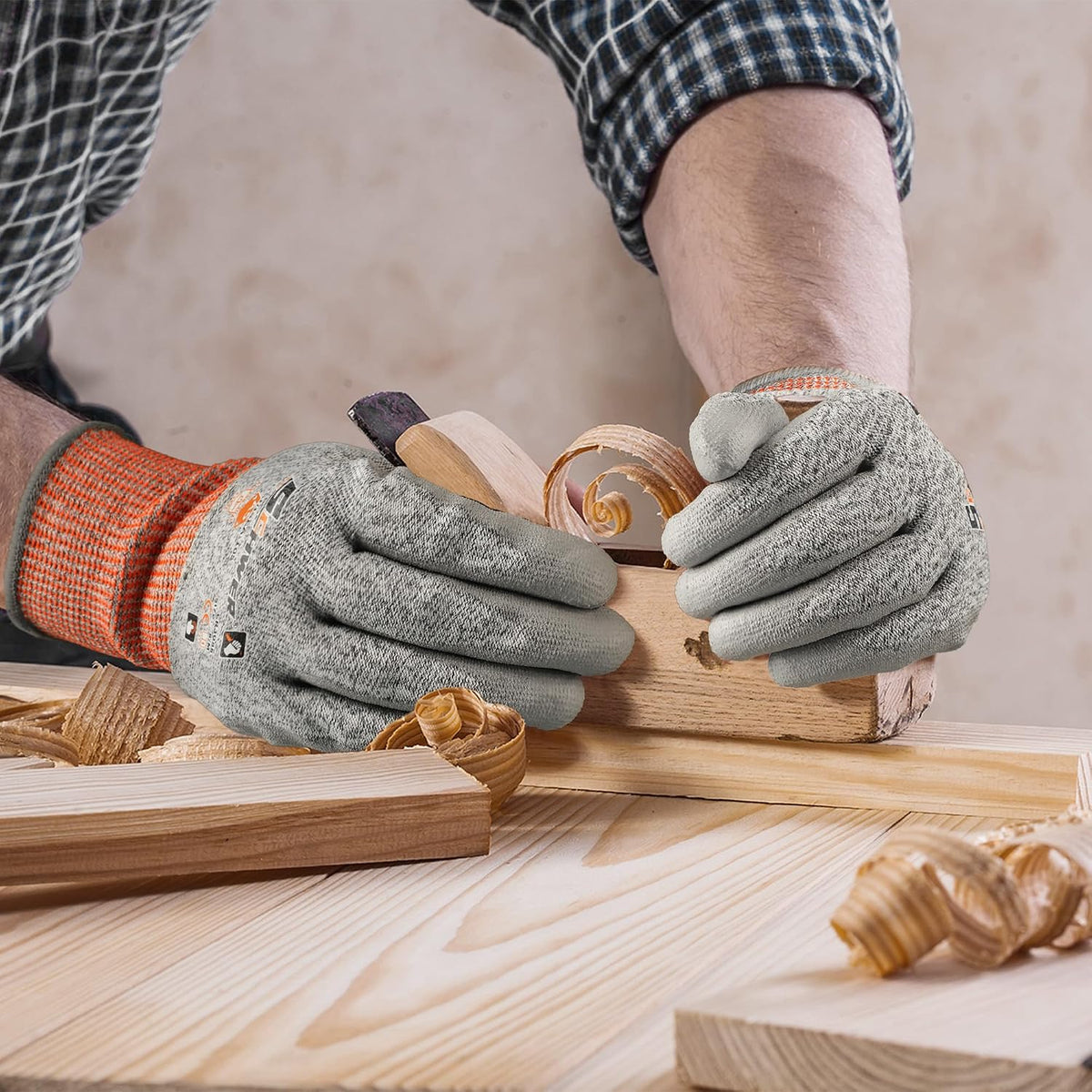 Schwer 12 Pairs A6 Cut Resistant Work Gloves, Reinforced Thumb, CR3028, S