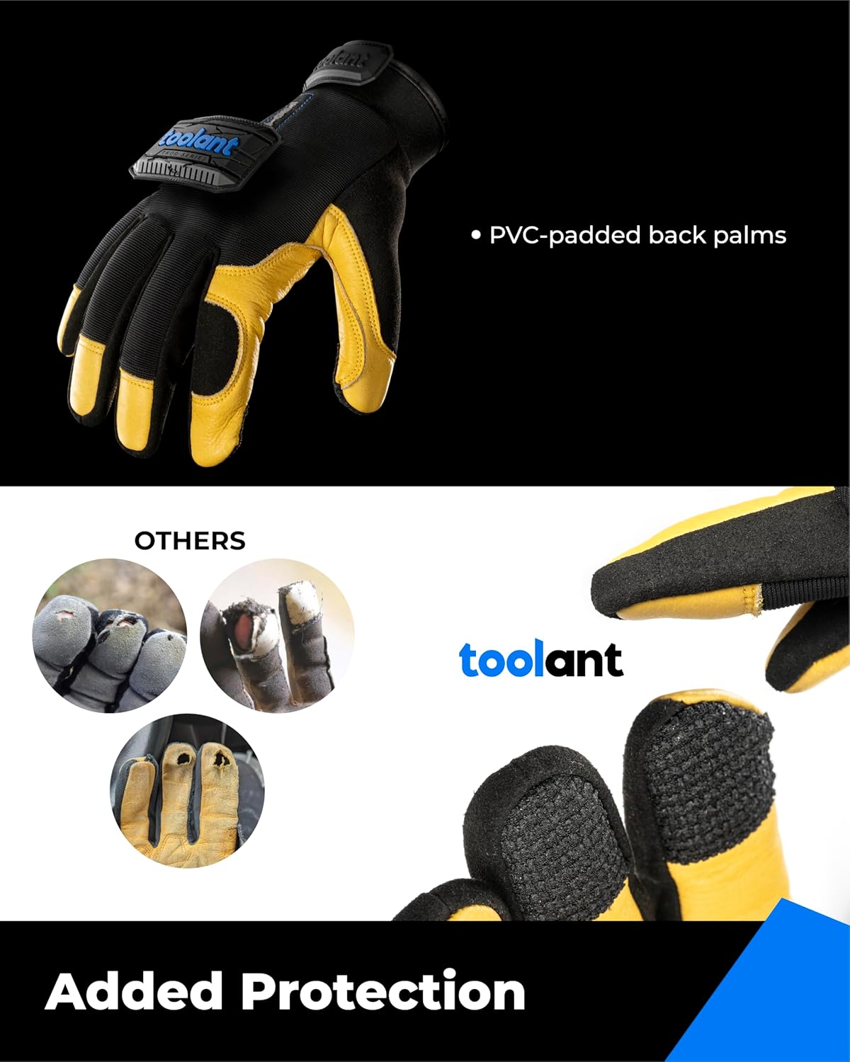 toolant Upgraded Waterproof Winter Work Glove with 3M Lining, High Dexterity Leather Gloves,Touchscreen with Impact Protection