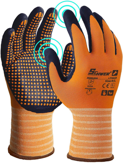 Schwer 3/6/12 Pairs Safety Work Gloves, MicroDot Abrasion & Grip, LT5619, L