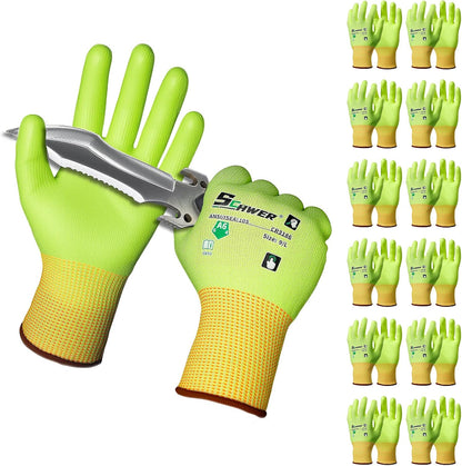 Schwer 12 Pairs A6 Cut Resistant Work Gloves, Reinforced Thumb, CR3028, S