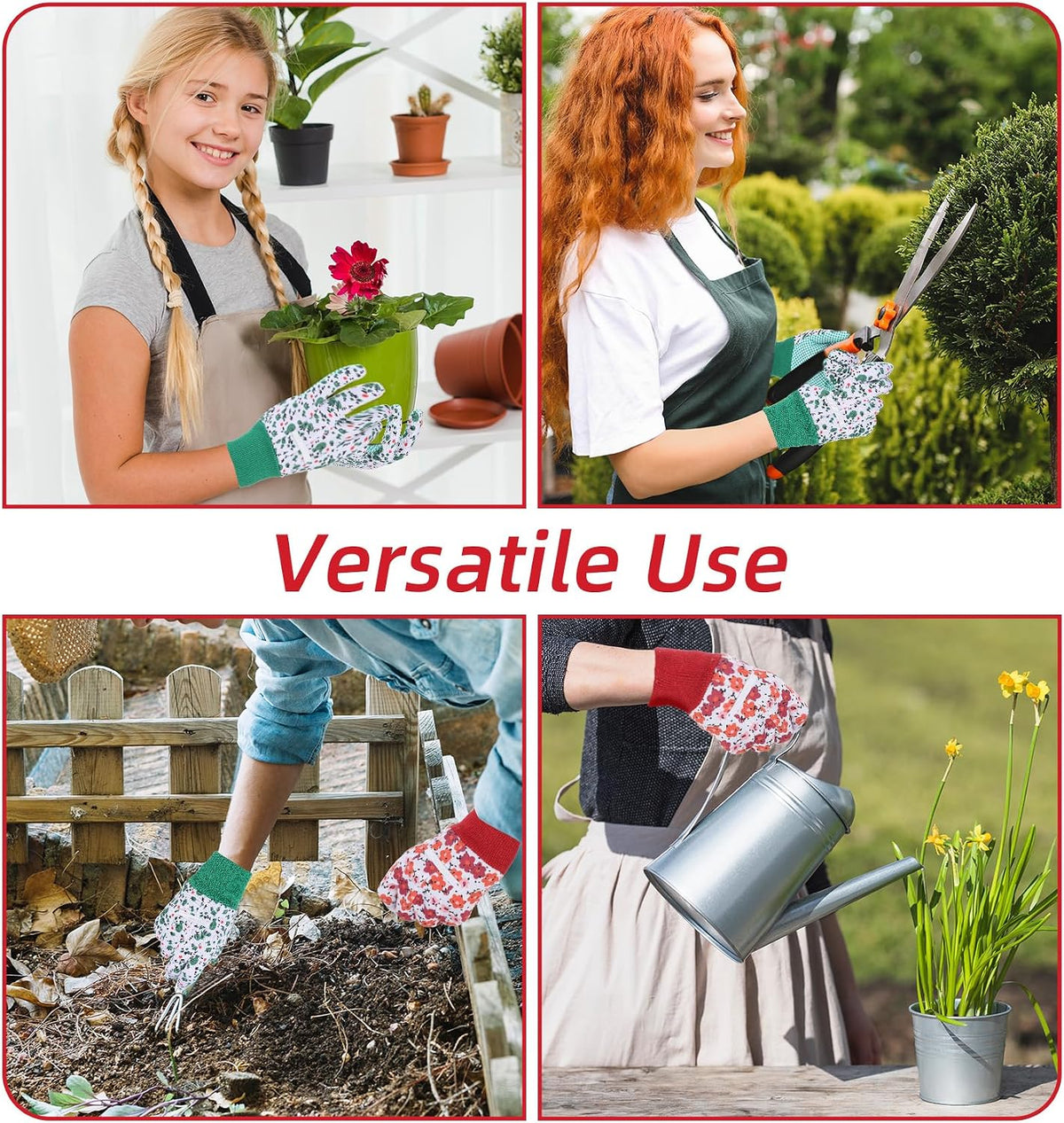 4 Pairs Womens Gardening Gloves, Garden Gloves for Women