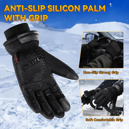OZERO Mens Gloves for Cold Weather: Waterproof Touchscreen Winter Gloves