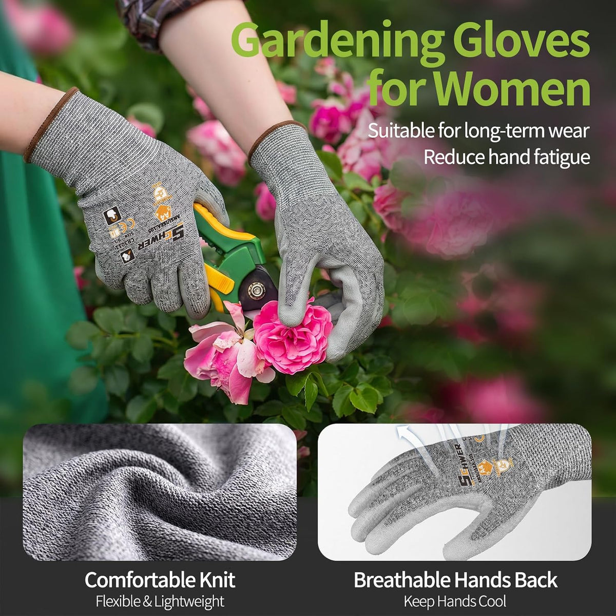 Schwer 12 Pairs A6 Cut Resistant Work Gloves, Reinforced Thumb, CR3028, S