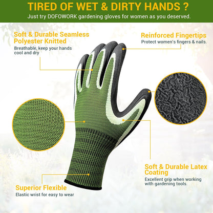 Dofowork Gardening Gloves - 6 Pair Gardening Gloves for Women/Men with Grip