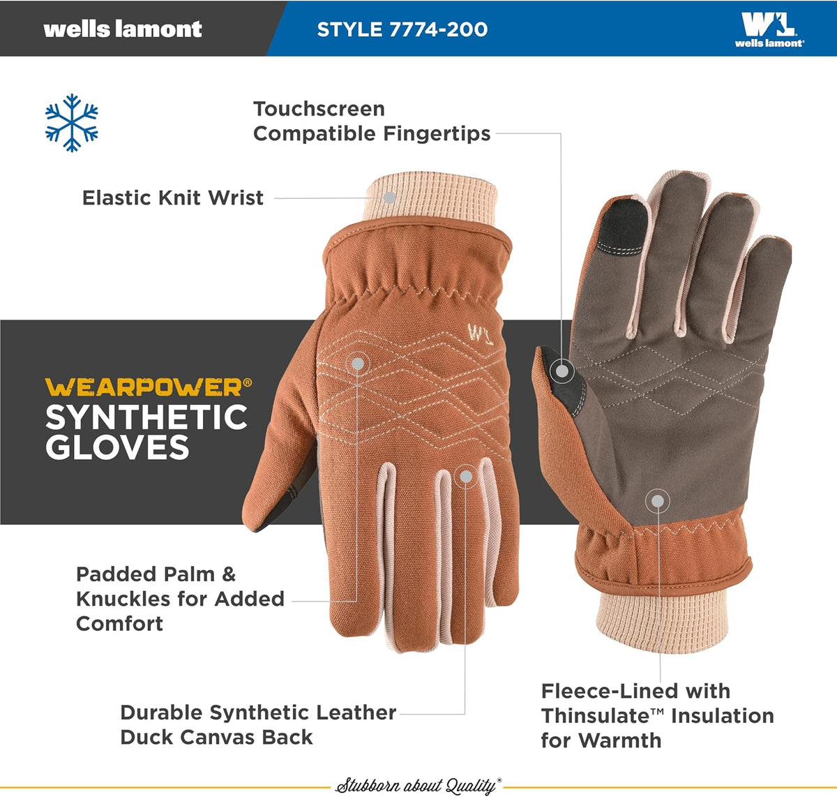 Wells Lamont Women's WearPower Winter Work Gloves, Duck Canvas