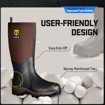 TIDEWE Rubber Neoprene Boots for Men and Women, Waterproof Rain Boot