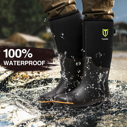 TIDEWE Rubber Work Boots for Men, Steel Toe & Shank, Waterproof Anti Slip