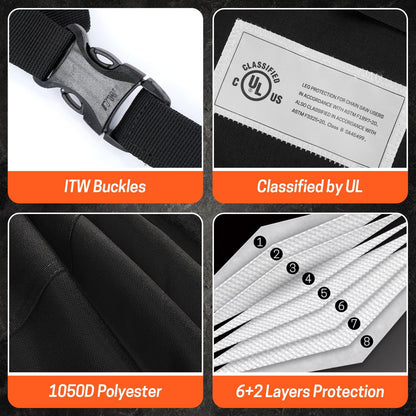 Chainsaw Chaps, 8-Layer Chainsaw Apron Chainsaw Safety Pants for Men & Women Chainsaw Accessories for Forest Worker