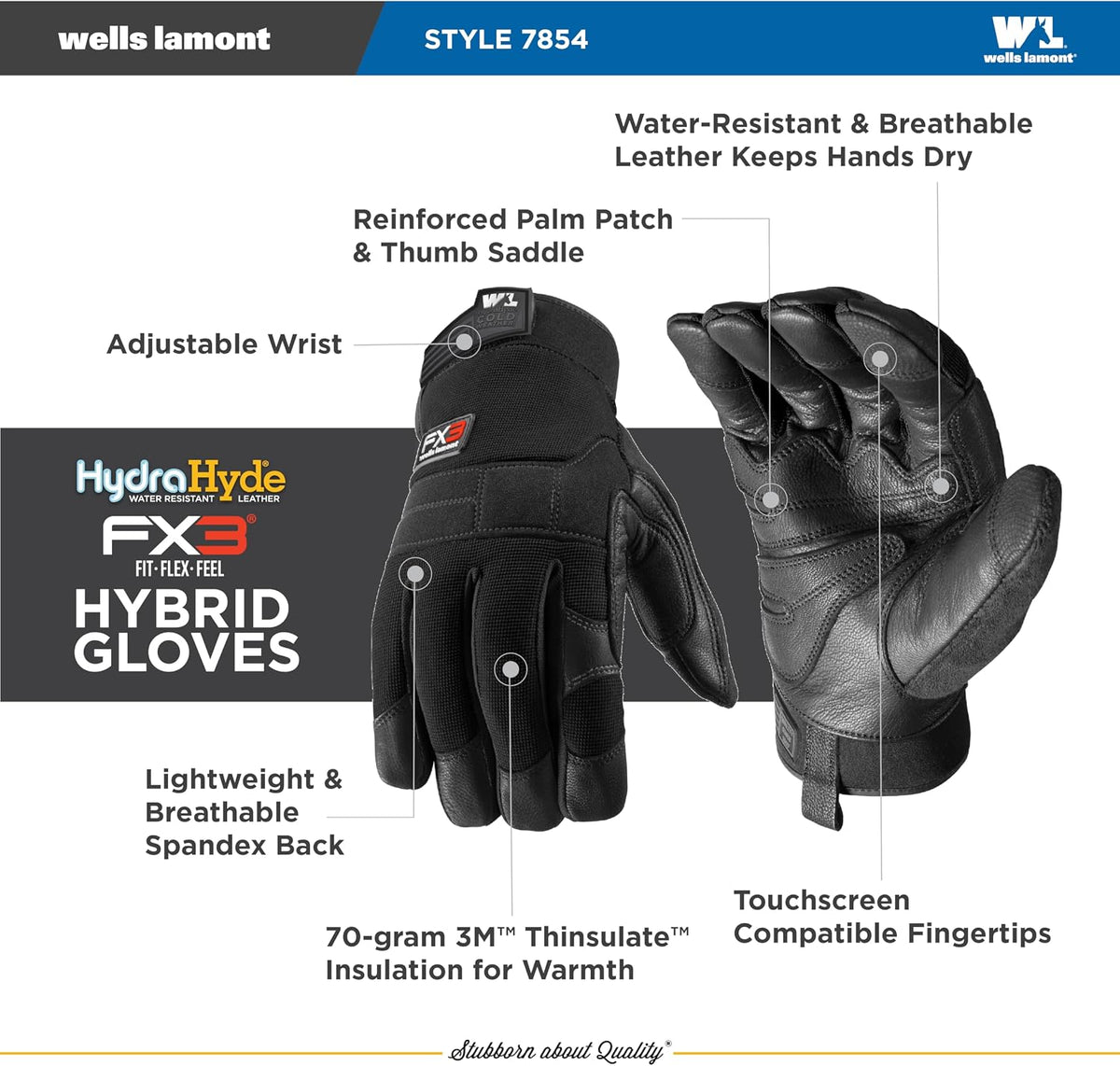 Wells Lamont Men's FX3 HydraHyde Insulated Leather Work Gloves, XX-Large