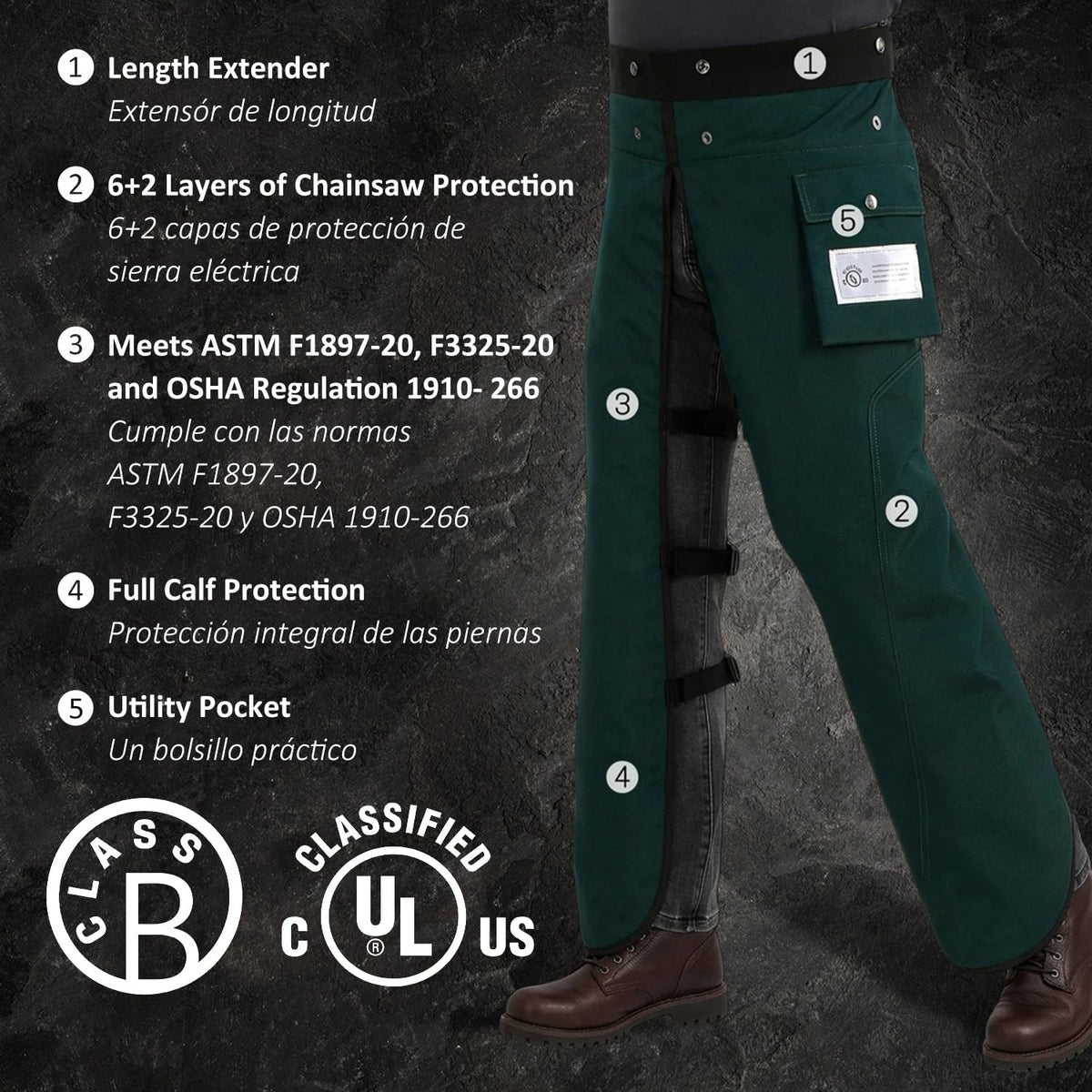 Chainsaw Chaps, 8-Layer Chainsaw Apron Chainsaw Safety Pants for Men & Women Chainsaw Accessories for Forest Worker