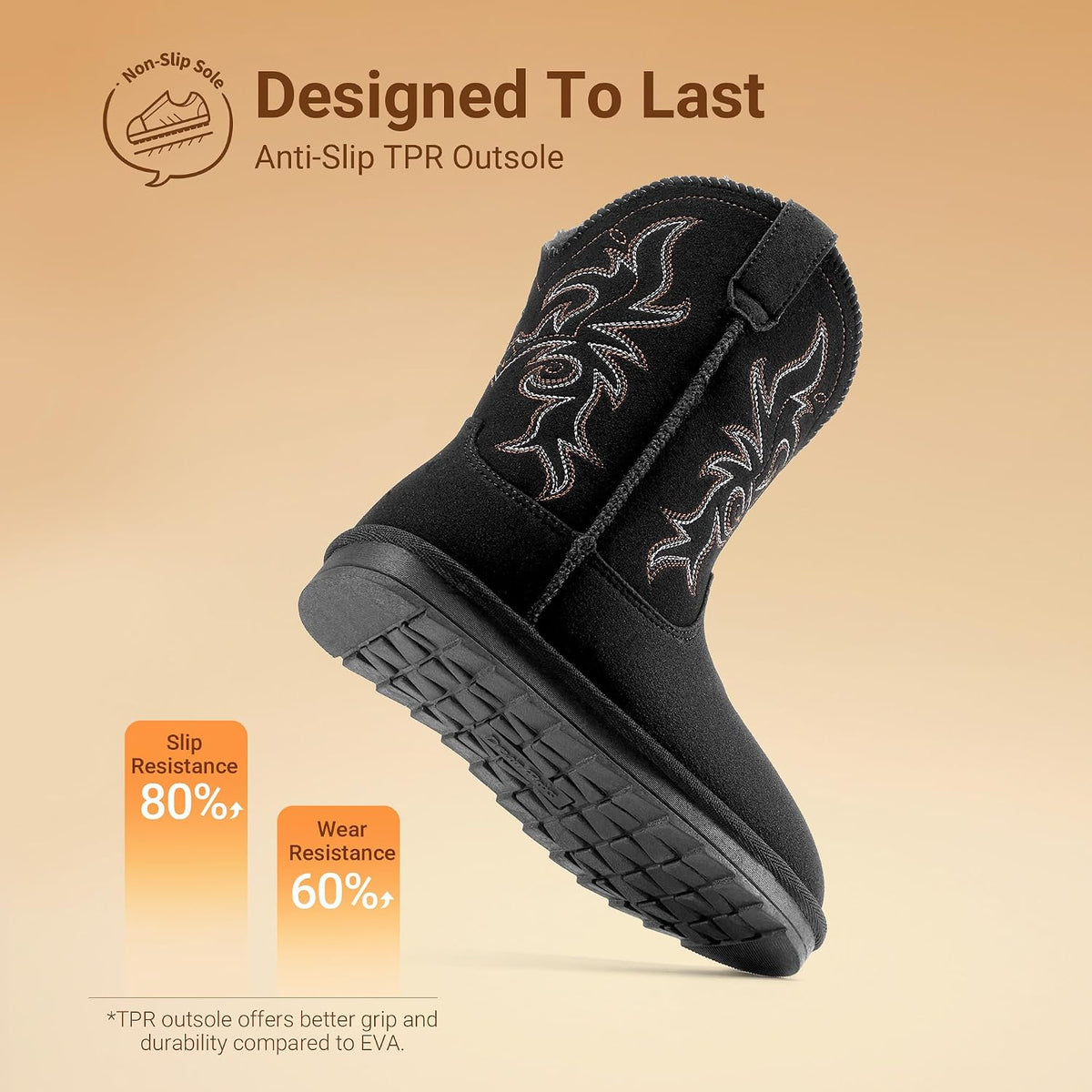 DREAM PAIRS Girls Boys Winter Cowboy Cowgirl Boots