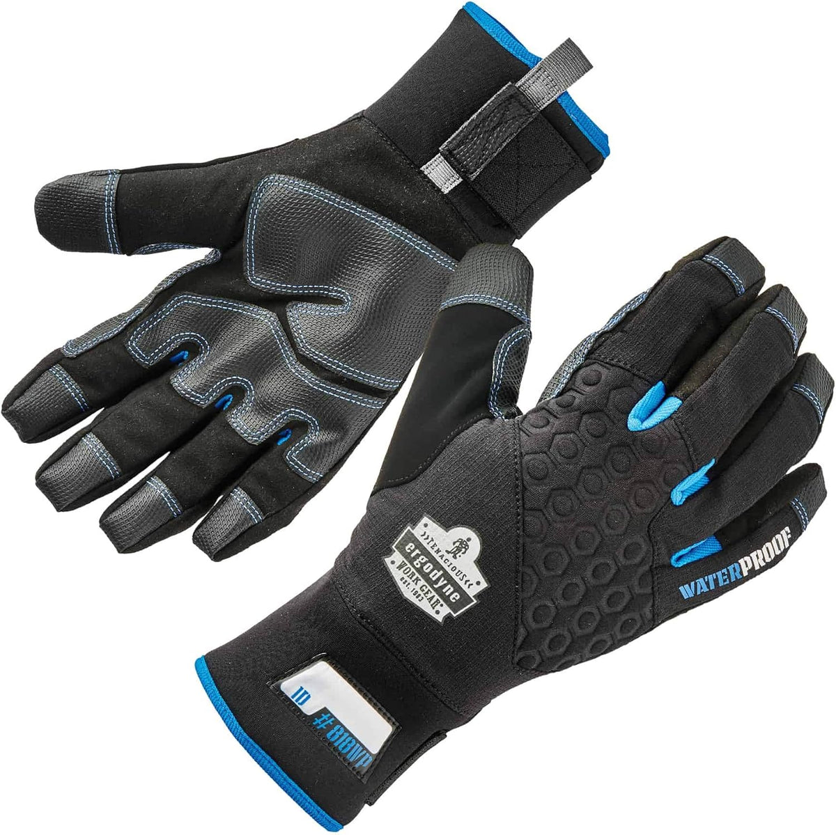Waterproof Work Gloves, Thermal Insulated, Touchscreen, Enhanced Grip, Ergodyne ProFlex 818WP,Black