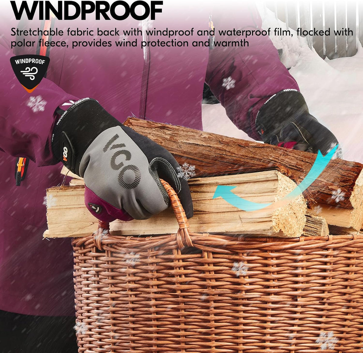 Vgo...-4°F Women's Coldproof&Waterproof Winter Gloves(SL8777FW)