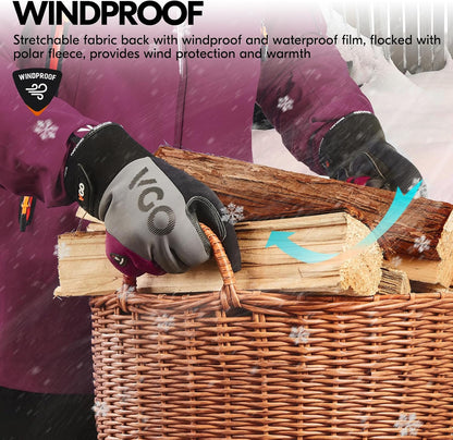 Vgo...-4°F Women's Coldproof&Waterproof Winter Gloves(SL8777FW)