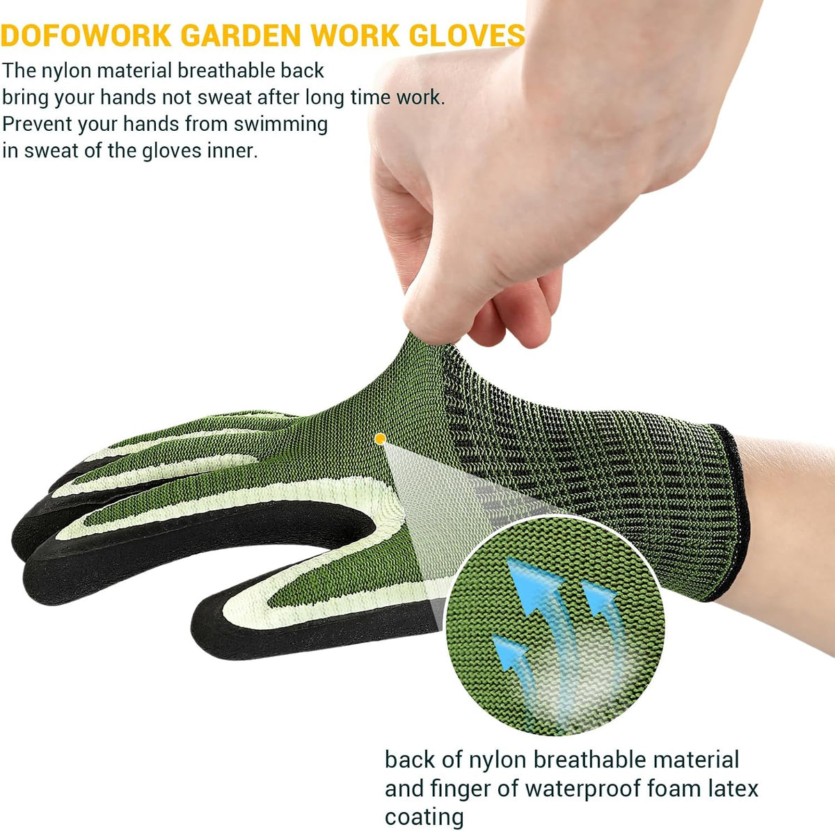 Dofowork Gardening Gloves - 6 Pair Gardening Gloves for Women/Men with Grip