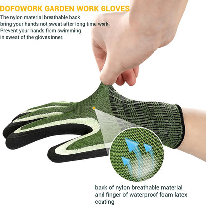 Dofowork Gardening Gloves - 6 Pair Gardening Gloves for Women/Men with Grip