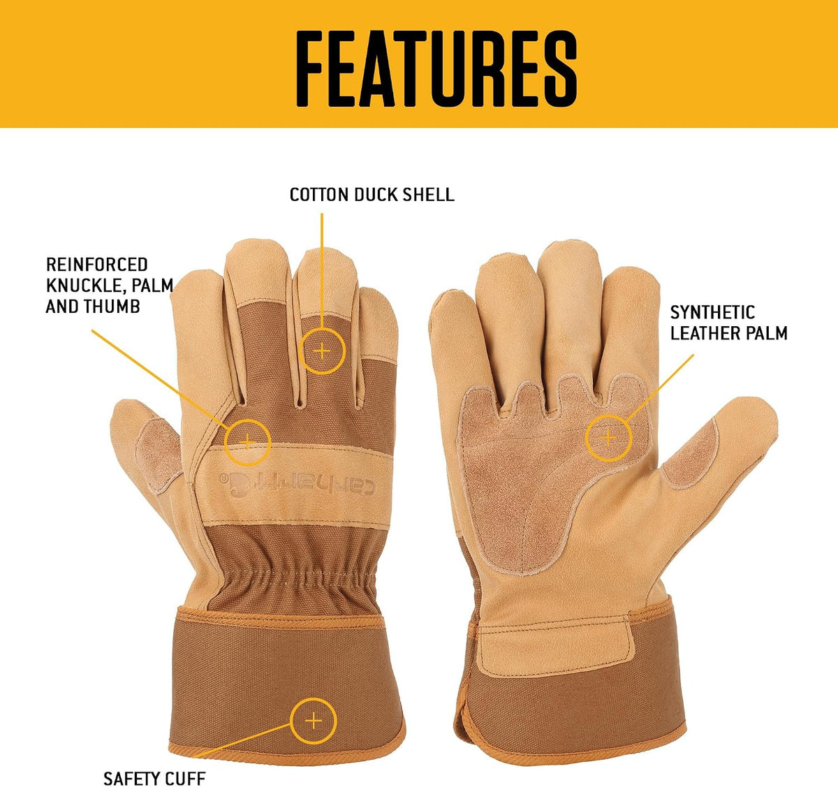 Carhartt Men's Duck Synthetic Leather Safety Cuff Glove