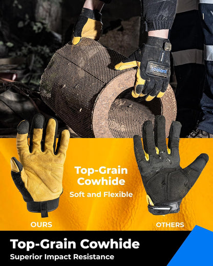 toolant Upgraded Waterproof Winter Work Glove with 3M Lining, High Dexterity Leather Gloves,Touchscreen with Impact Protection
