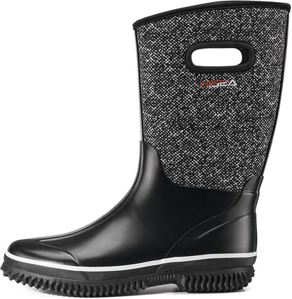 HISEA Women's Mud Rain Boots, Waterproof Insulated Rubber Garden Shoes