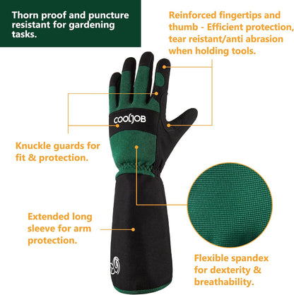 COOLJOB Thorn Proof Rose Pruning Garden Gloves for Men, Long Sleeve Large