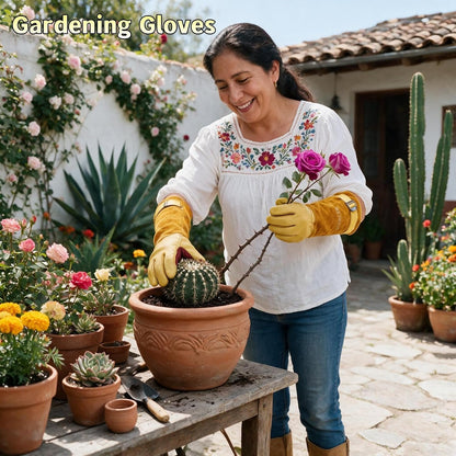 Cow Leather Adjustable Thorn Proof Gardening Gloves