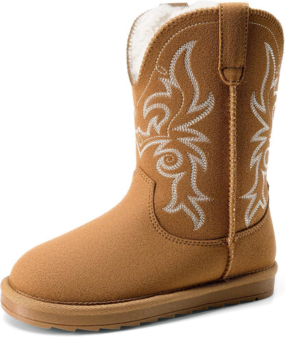 DREAM PAIRS Girls Boys Winter Cowboy Cowgirl Boots