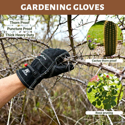 Cowhide Leather Work Gloves,Gardening,Welding Gloves for Men Black XL
