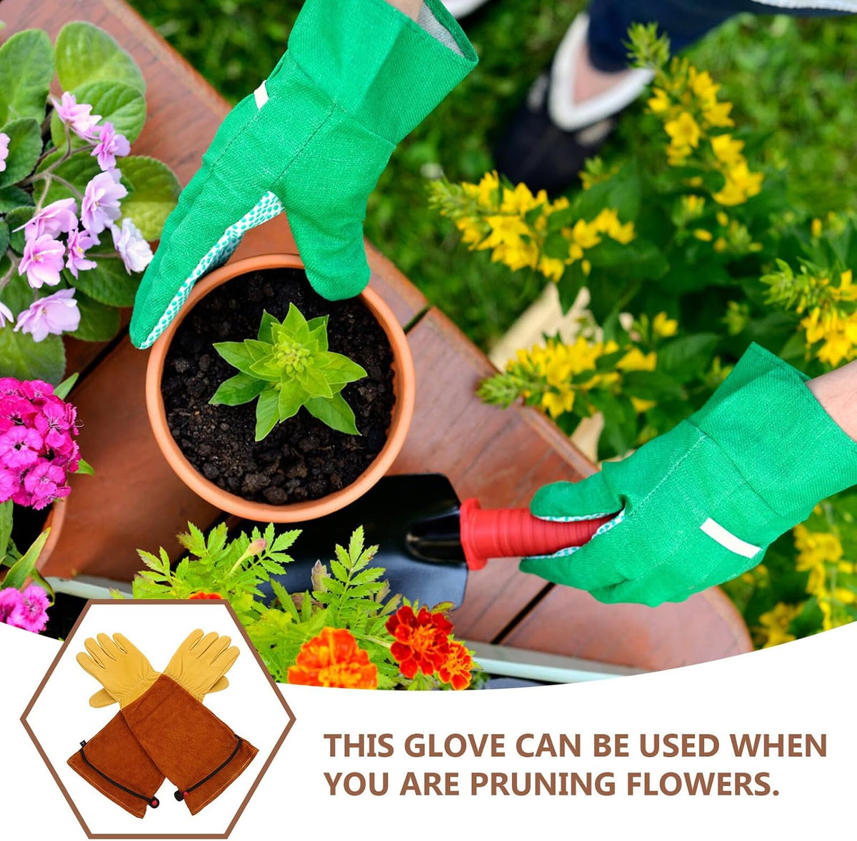 Sheepskin Gardening Gloves, 2Pcs Long Sleeve Thorn Proof Protective Work