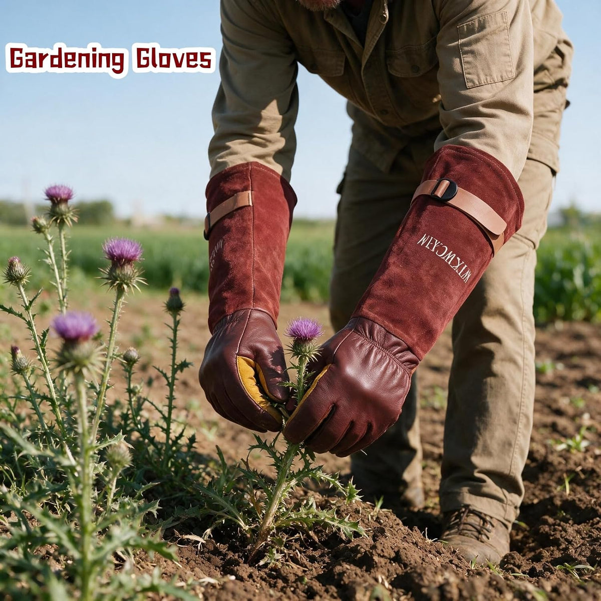 Cow Leather Adjustable Thorn Proof Gardening Gloves