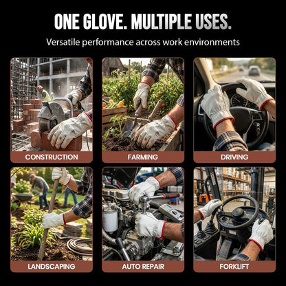 Toledano Industries 12 Pair Large Leather Work Gloves for Men, Heavy Duty