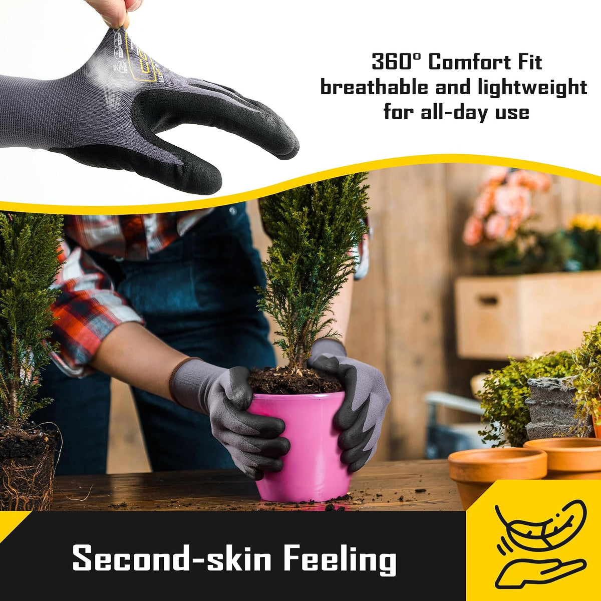 COOLJOB 3/12/36 Pairs Safety Work Gloves, Microfoam Nitrile Rubber Coated