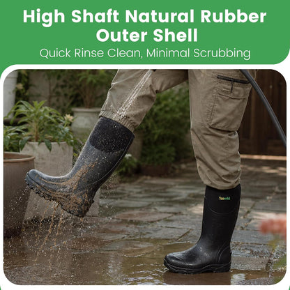 Toowild Men's Rubber Hunting Mud Boots, Multi-Season Waterproof Rain Boots