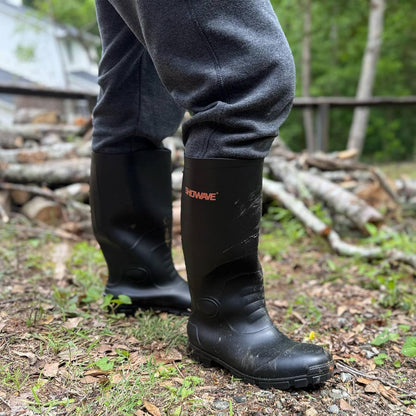 Showave Men's Rain Boots with Steel Shank Waterproof Rubber Boots