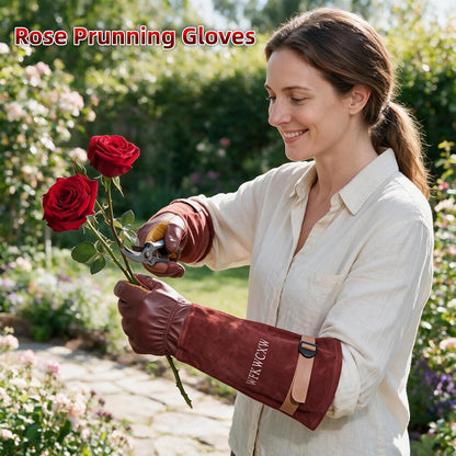 Cow Leather Adjustable Thorn Proof Gardening Gloves
