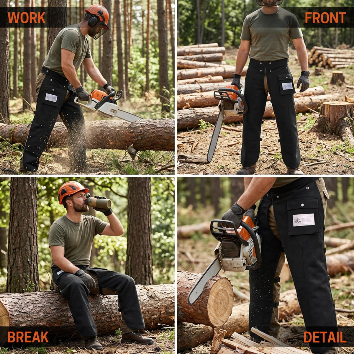 Chainsaw Chaps, 8-Layer Chainsaw Apron Chainsaw Safety Pants for Men & Women Chainsaw Accessories for Forest Worker