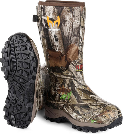 Hunthor 800g Insulated Hunting Boots for Men, Waterproof Rubber Boots