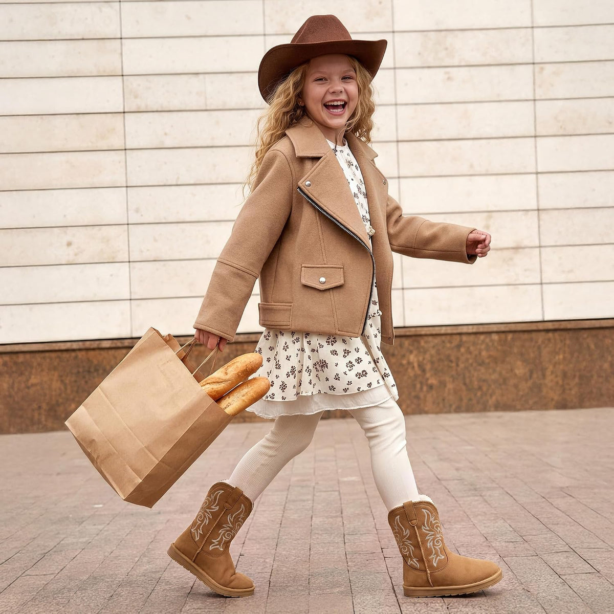 DREAM PAIRS Girls Boys Winter Cowboy Cowgirl Boots