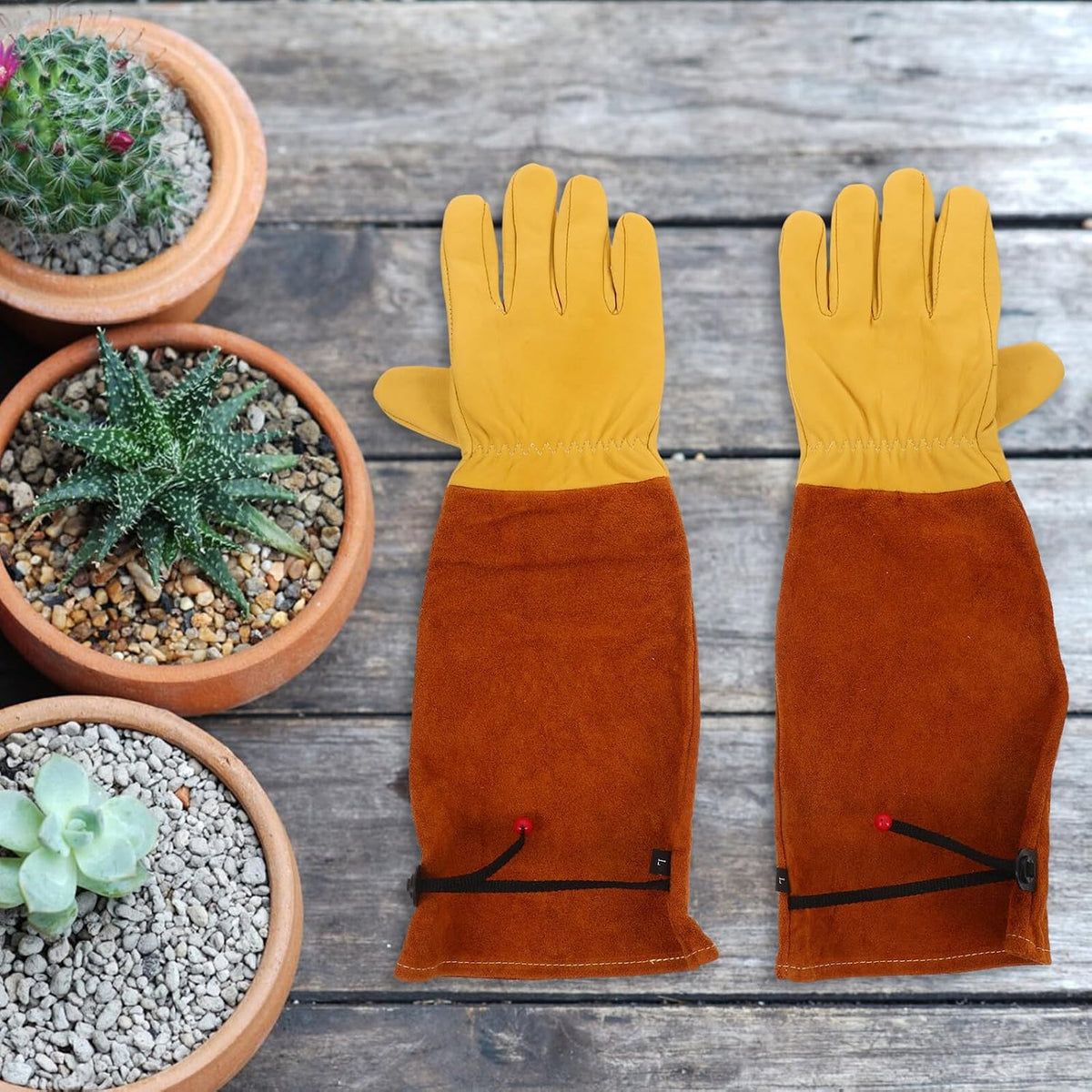 Sheepskin Gardening Gloves, 2Pcs Long Sleeve Thorn Proof Protective Work