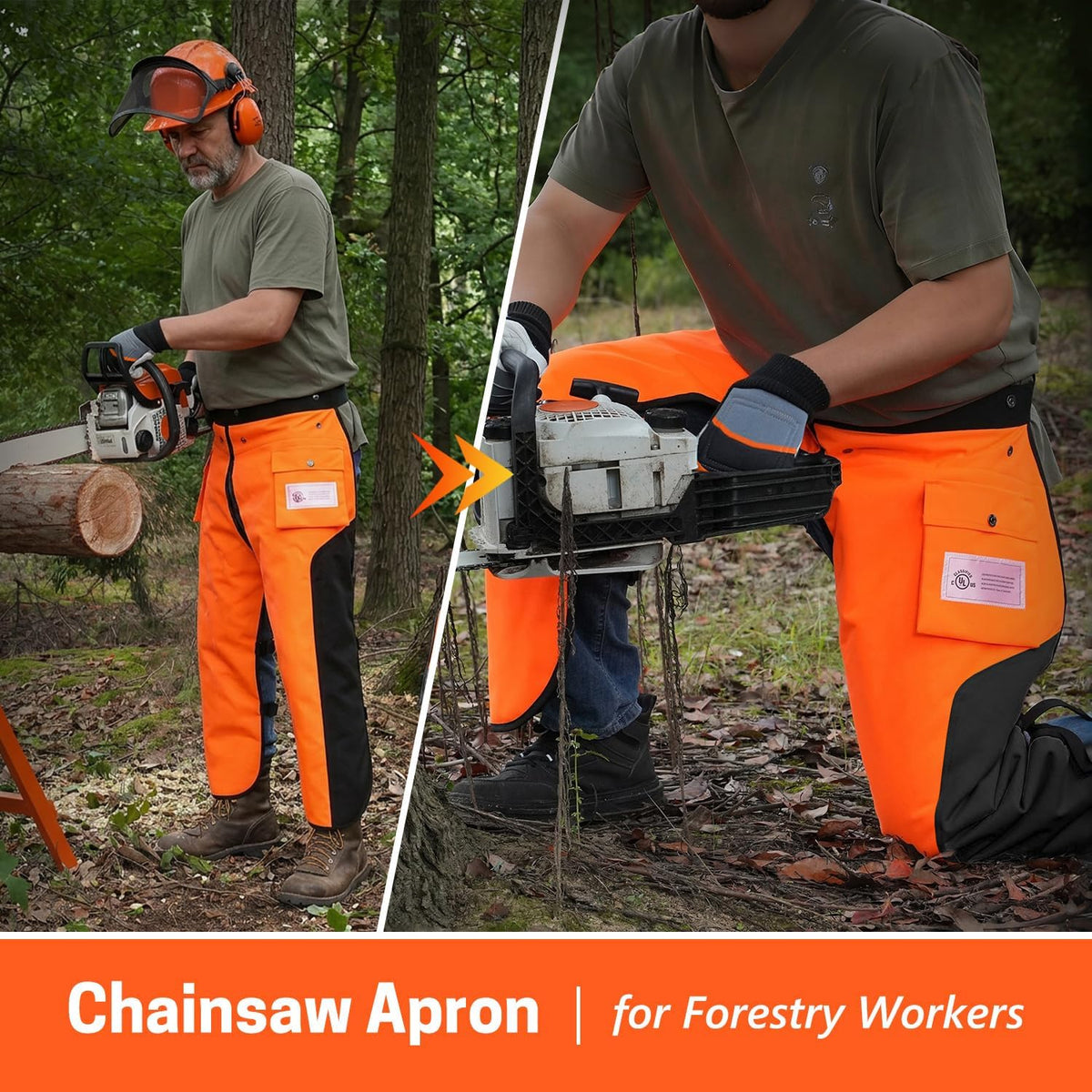 Chainsaw Chaps, 8-Layer Chainsaw Apron Chainsaw Safety Pants for Men & Women Chainsaw Accessories for Forest Worker