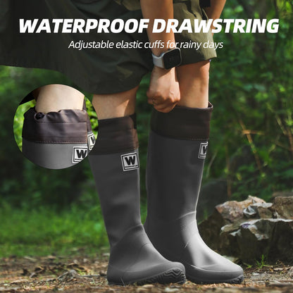 Women’s Waterproof Mid-Calf Rain Boots – Lightweight Foldable Rubber Boots with Adjustable Cuff & Anti-Slip Sole for Gardening and Outdoor Work
