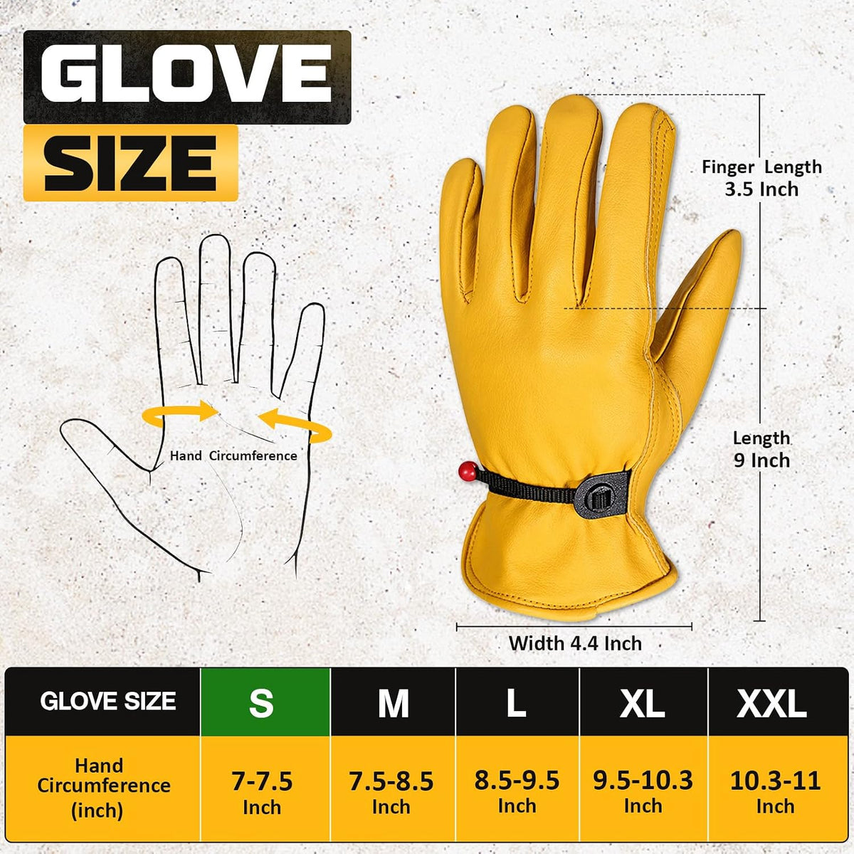 Cowhide Work Gloves Men & Women, Reinforced Palm, Puncture Resistanta